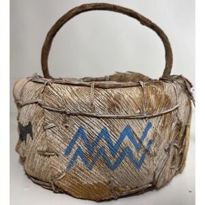 RARE Handmade Basket Native American inspired Decor 🔥🧺 HTF cabin /lodge